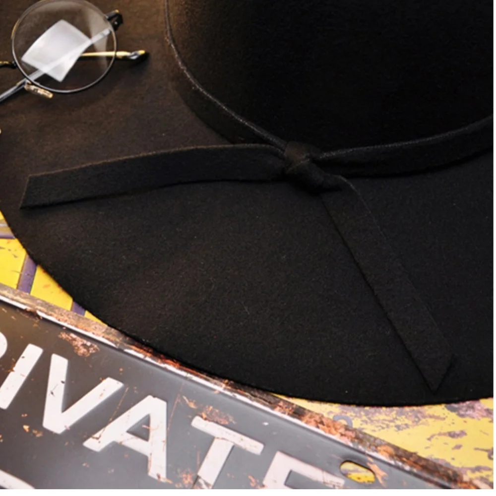 Felt Hat Large Brim Felt Vintage Women Wide Brim Floppy - Picture 3 of 5